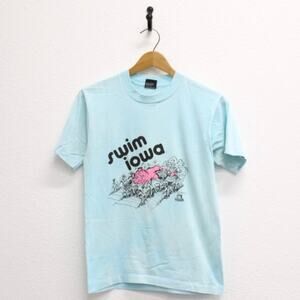 Vintage Swim Iowa Cornfield Pig T Shirt Small